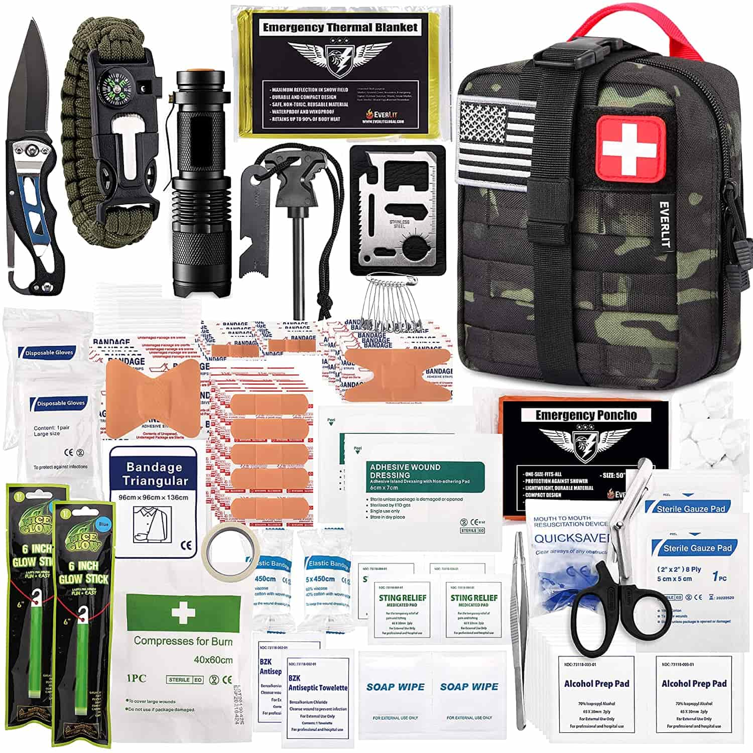 Black Camo Survival Kit Πρώτων Βοηθειών Περιέχει Περιέχει κιτ Πρώτων Βοηθειών 250 τεμαχίων