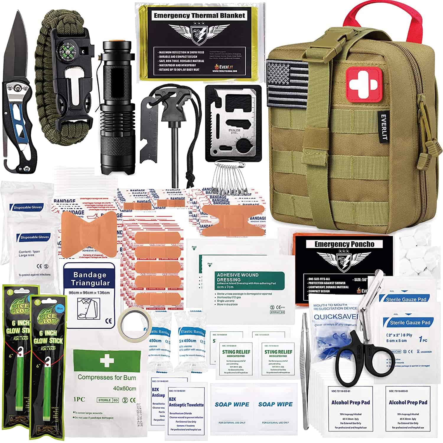 Brown Survival Kit Πρώτων Βοηθειών Περιέχει 250 τεμάχια κιτ πρώτων βοηθειών