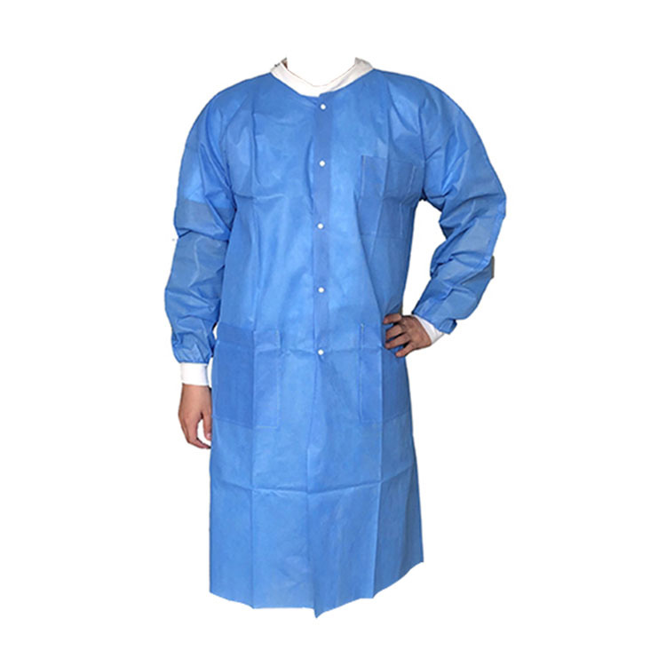 Μίας χρήσης Pp and Pe Nonwoven Acid Resistant Medical Blue Lab Coat